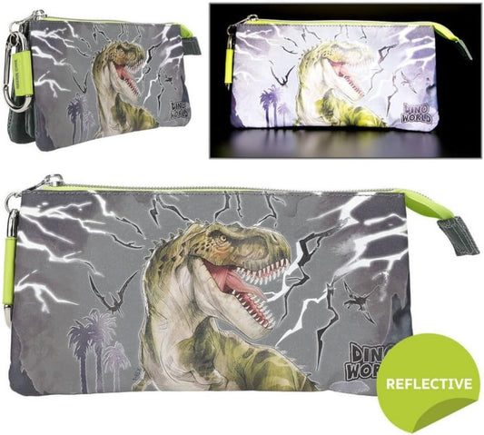 Dino World Federmäppchen reflektierend T-Rex fluoreszierend