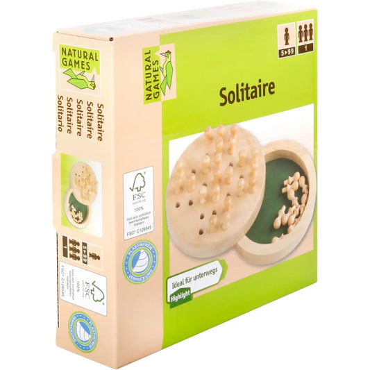 Natural Games Solitaire Holz 12cm - Klassisches Denkspiel aus Naturholz