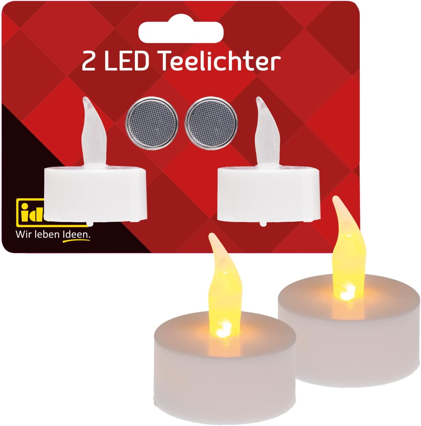 LED Teelichter 2er Set - batteriebetrieben Ø4x4,5cm
