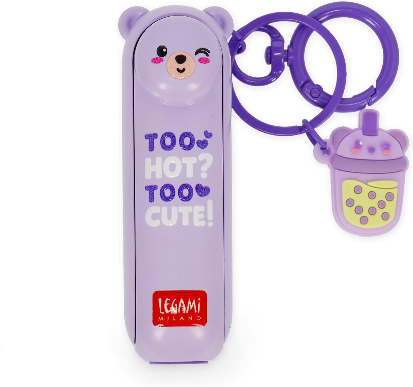 LEGAMI Mini Fan Teddy Bear Lila faltbar USB-C Licht