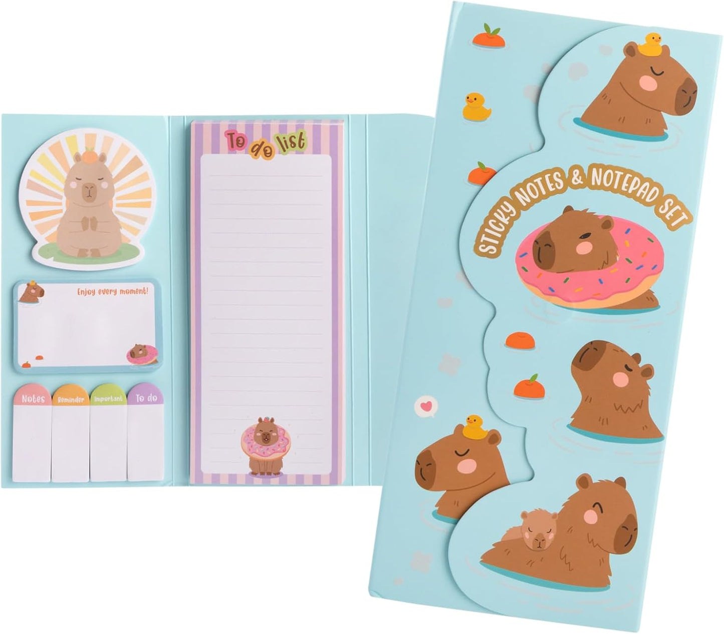 Idena Notizblock-Set Capybara 9x21cm Mappe 7 Notizzettel