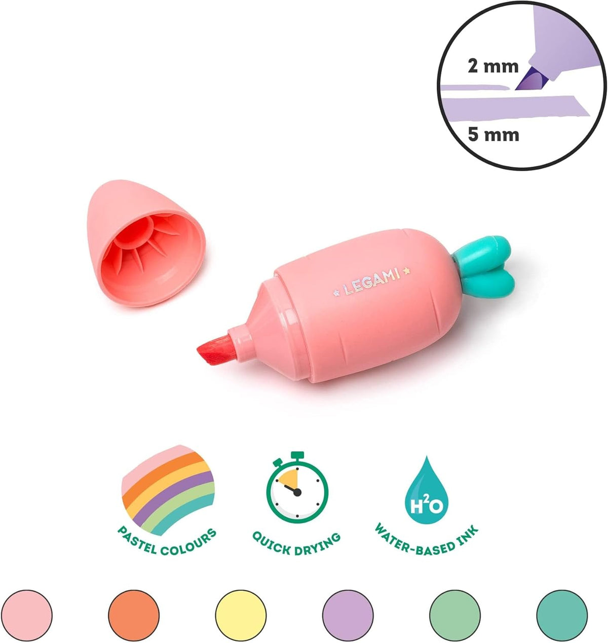 LEGAMI Carrate Team 6 Mini-Textmarker Karotten-Design