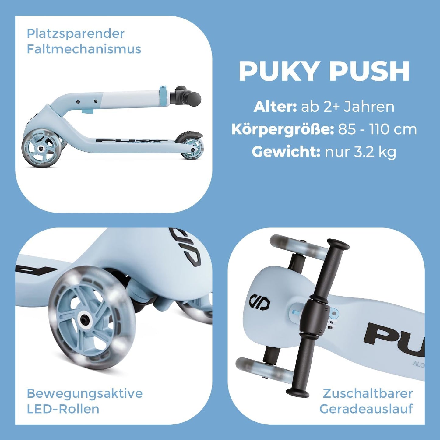 PUKY Roller PUSH arctic blue – 3 Räder ab 2 Jahre