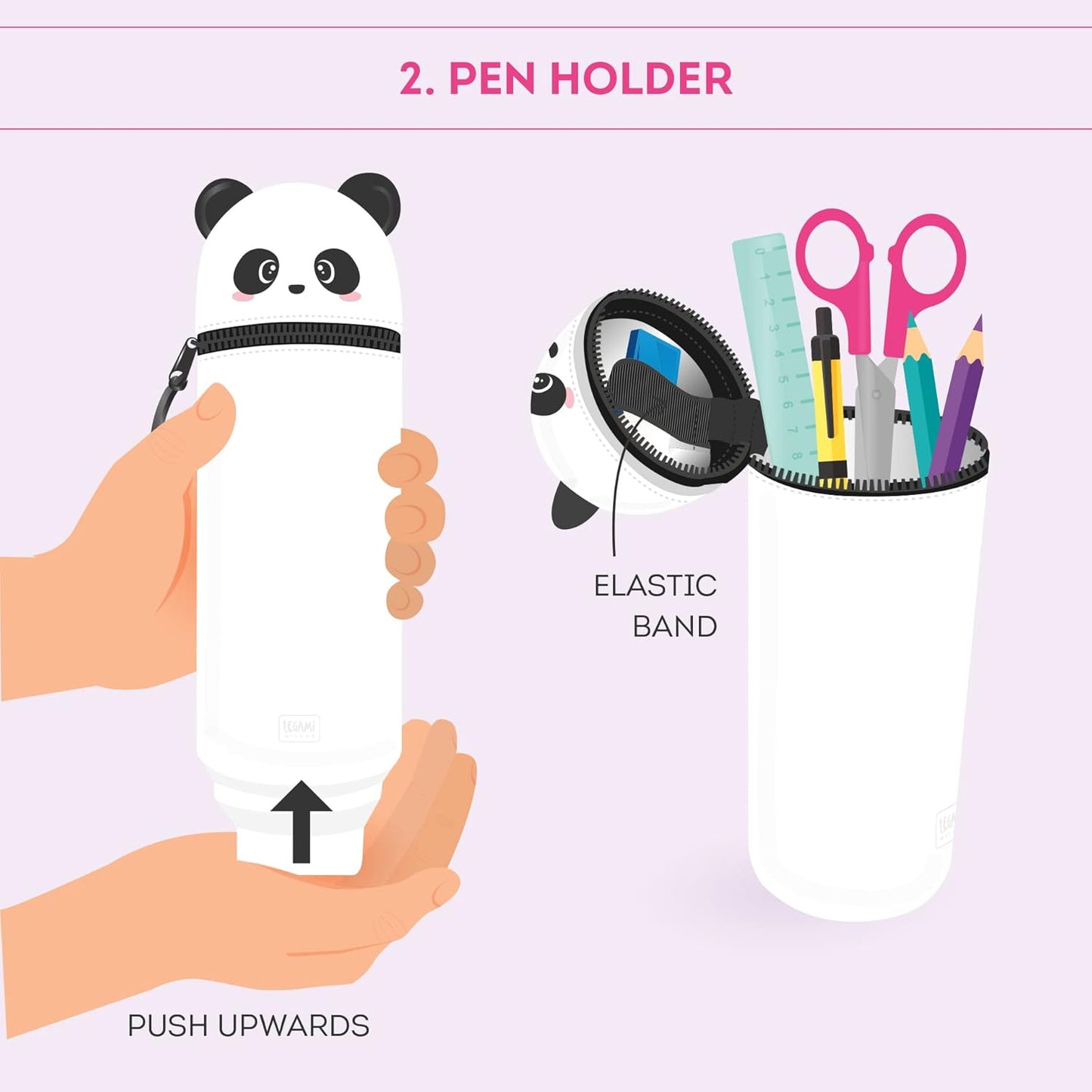 LEGAMI Kawaii 2-in-1 Federmäppchen Panda – Silikon