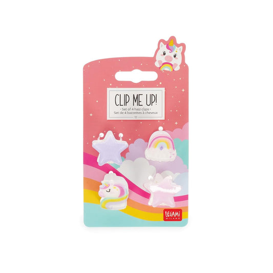 LEGAMI Clip Me Up! Mini-Haarspangen Unicorn, 4er-Set