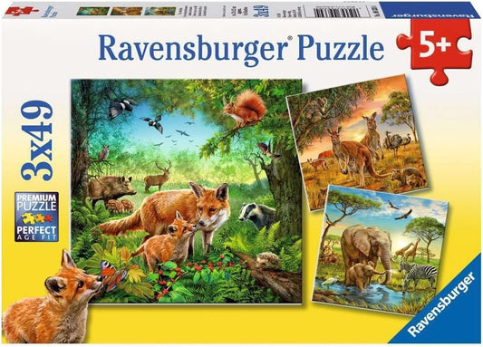 Tiere der Erde 3 X 49 Teile Puzzles