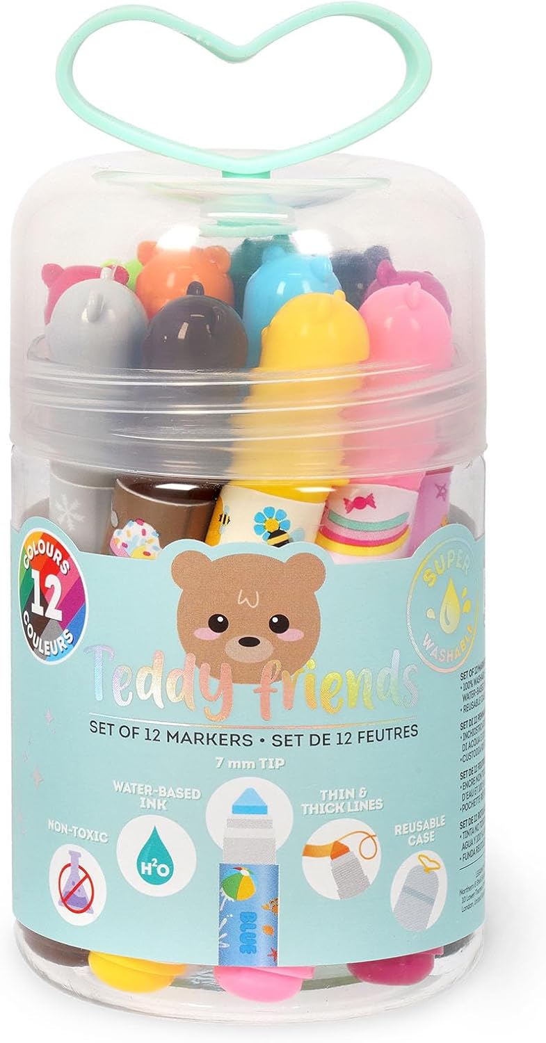 LEGAMI Teddy Friends 12 Filzstifte Teddy Bear – waschbar