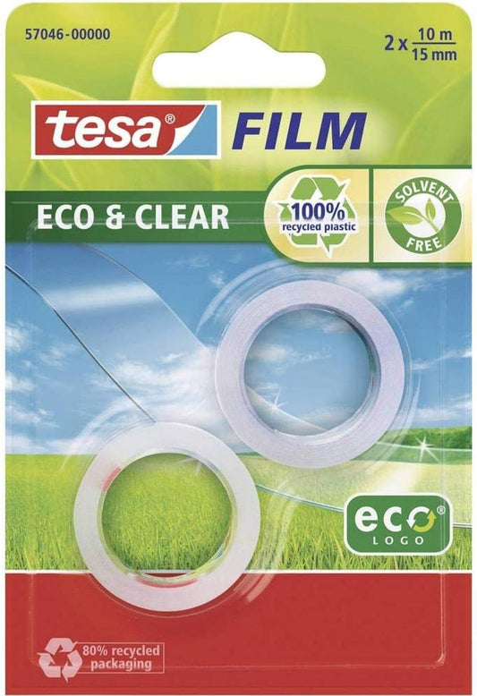 tesa Eco&Clear Klebeband 15mm x 10m - 2er Pack transparent