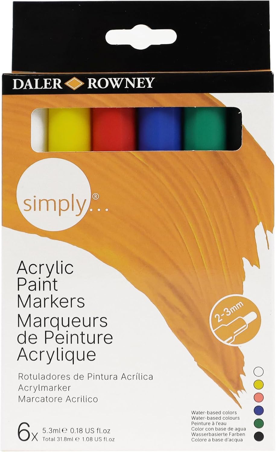 DALER ROWNEY Acrylmarker Simply - 6 Premium Marker Set für kreative Projekte