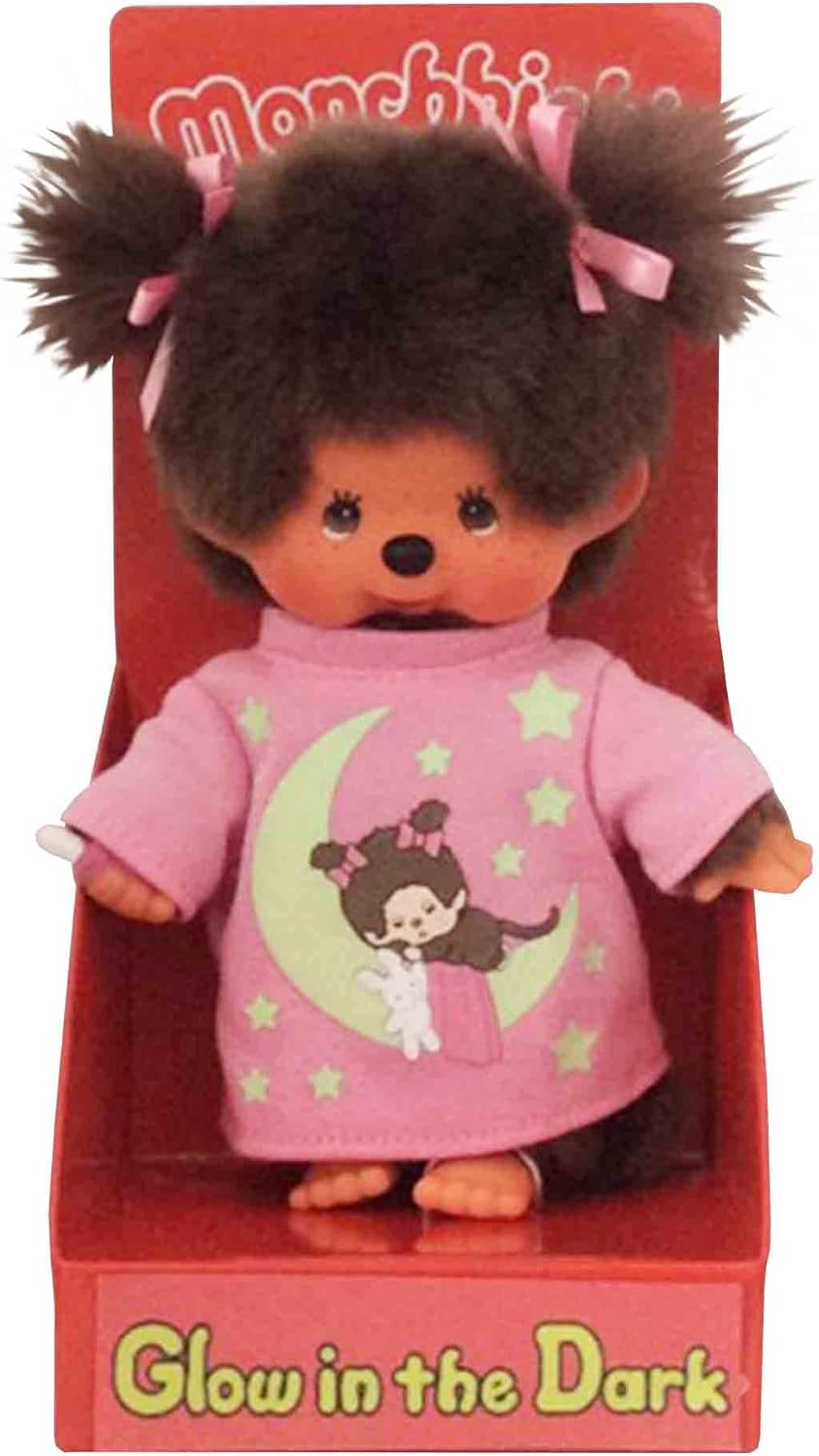 Monchhichi Mädchen Glow in the Dark 20cm rosa/braun