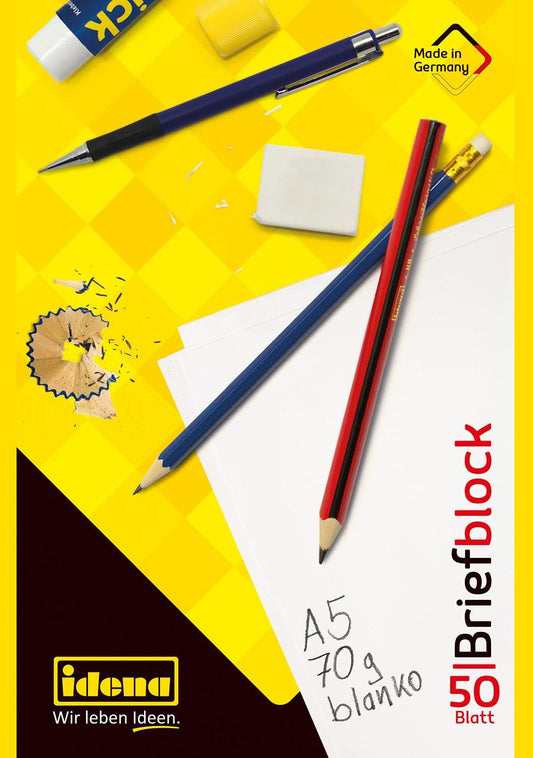 Premium Briefblock DIN A5 blanko - 50 Blatt Qualitätspapier aus Deutschland