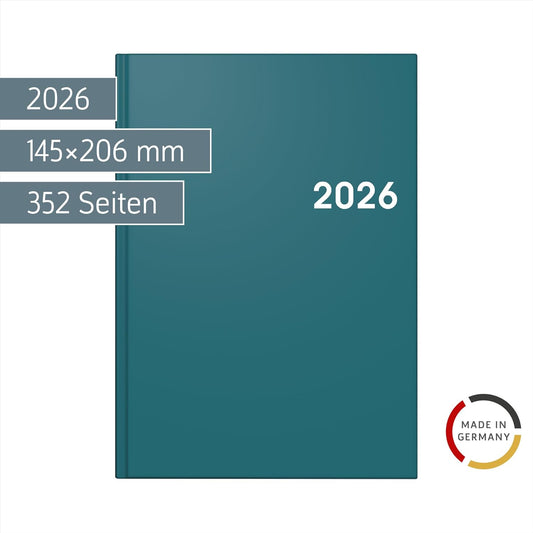 BRUNNEN Taschenkalender 2026 A5 Modell 795 - Balacron Einband mit Eckperforation