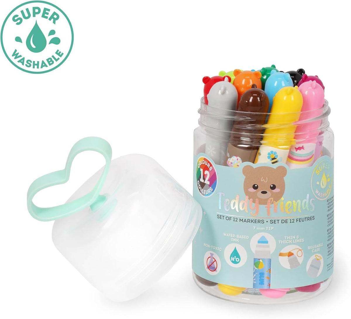 LEGAMI Teddy Friends 12 Filzstifte Teddy Bear – waschbar