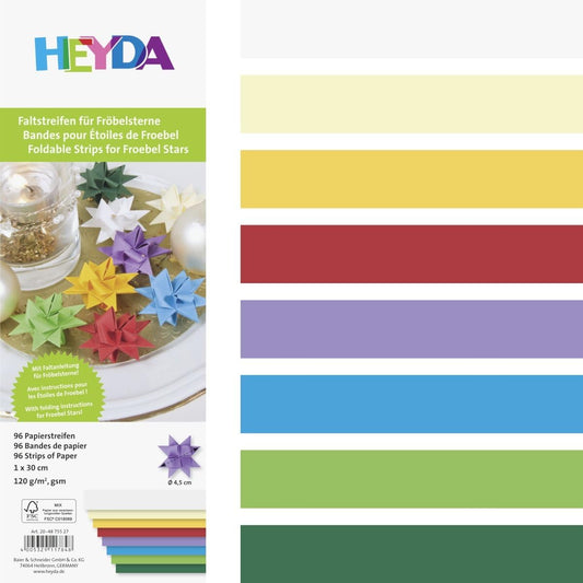 HEYDA Fröbelsterne Origami-Papierstreifen 96 Blatt 1x30cm