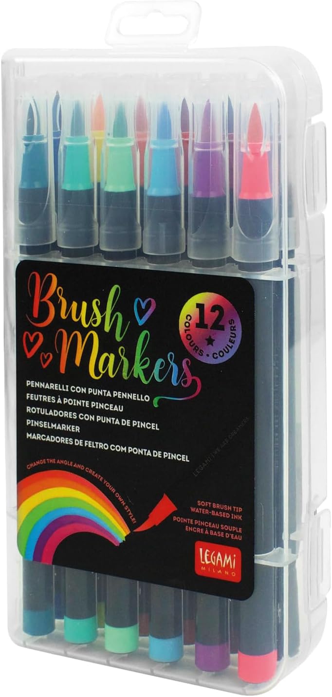 Legami Brush Markers 12er Set Pinselstife – Bright Colours