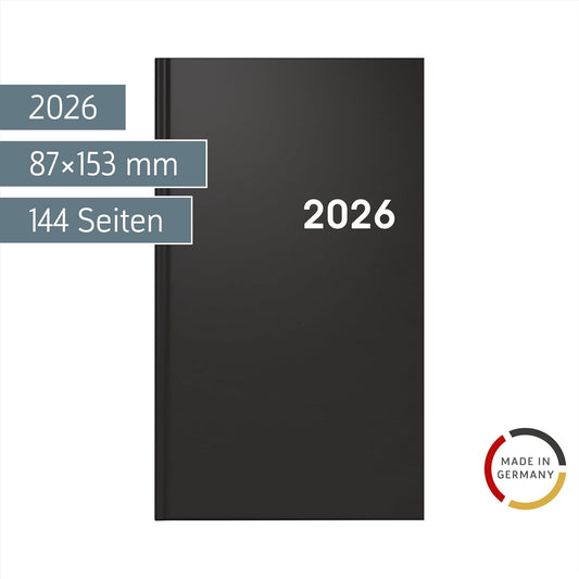 Taschenkalender 2026 Modell 756 - Viersprachiger Wochenplaner schwarz