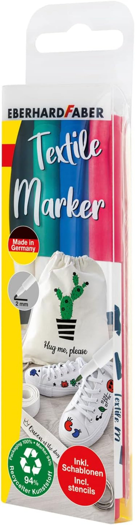 Eberhard Faber Textilstifte 4er-Set mit Schablonen