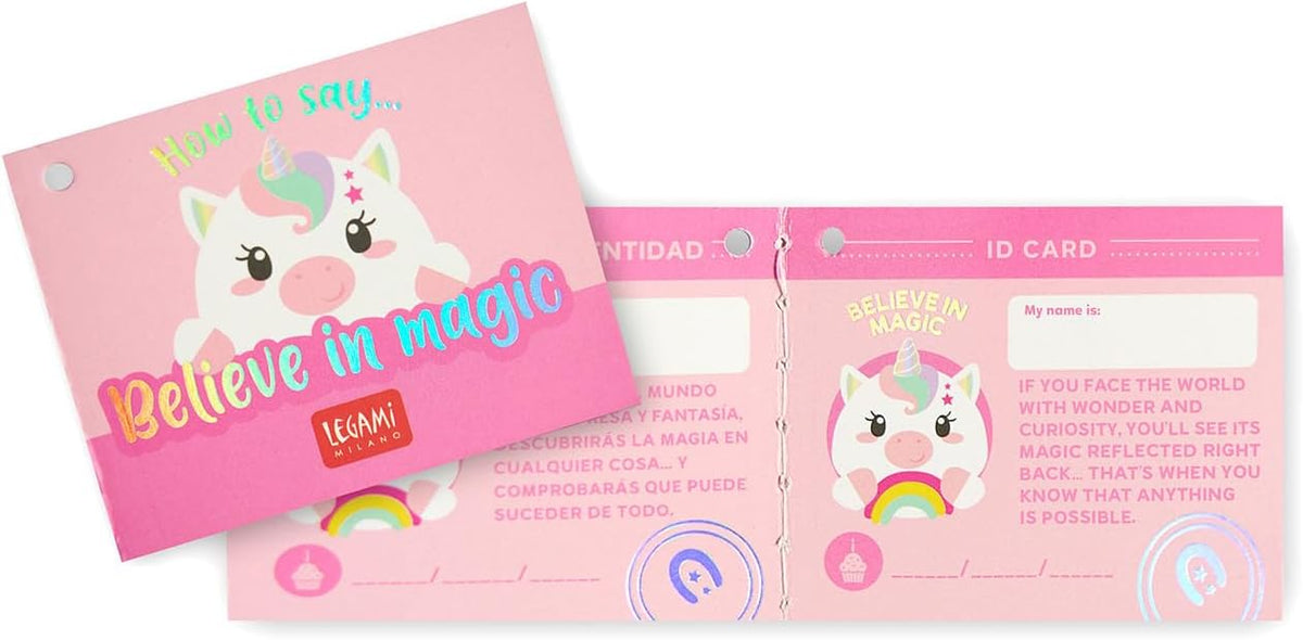 Legami Super Soft! Mini Plüschtier Unicorn mit ID-Karte