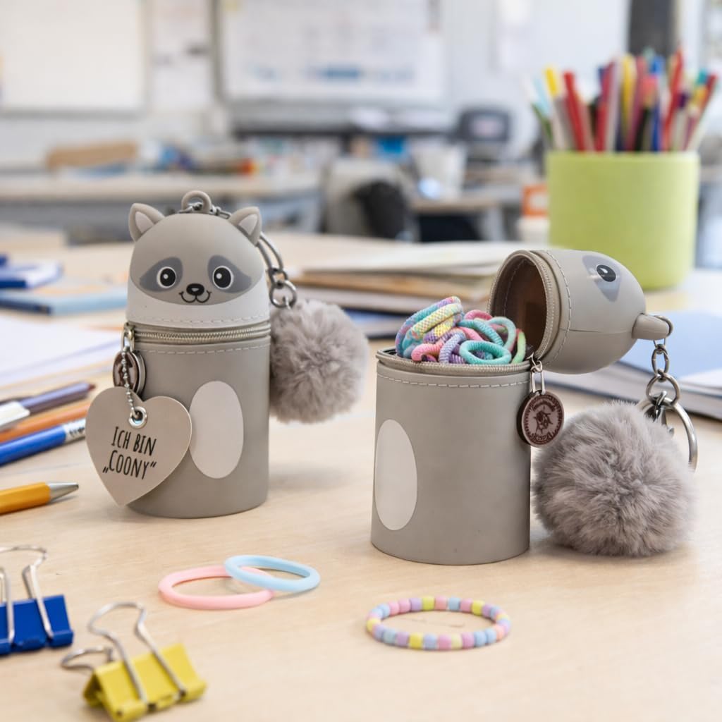 Silikon Schlüsselbund Coony mit XL-Puschel & Namensschild