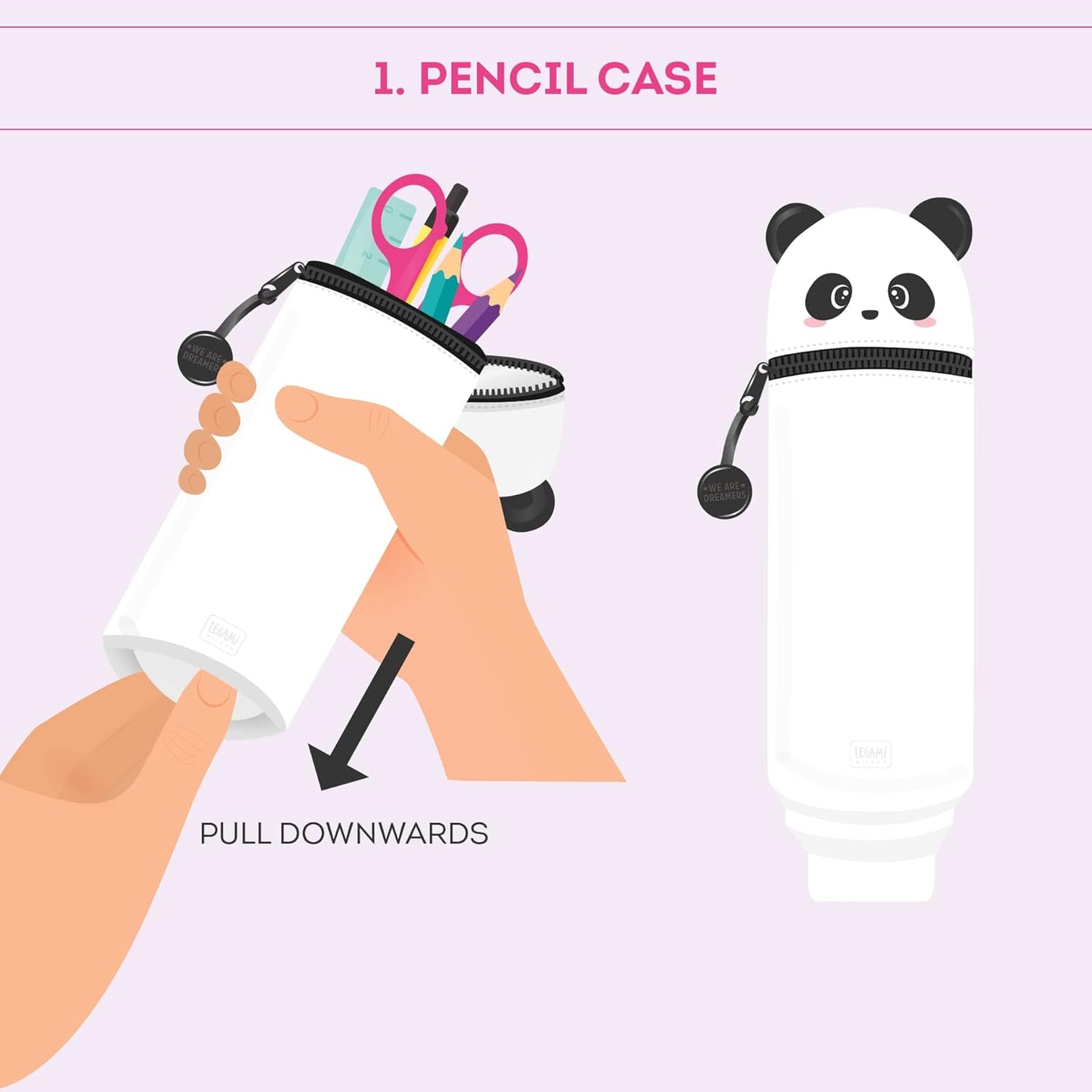 LEGAMI Kawaii 2-in-1 Federmäppchen Panda – Silikon
