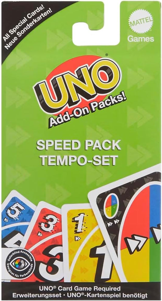 Mattel UNO Speed Pack grün - Rasantes Kartenspiel-Erlebnis