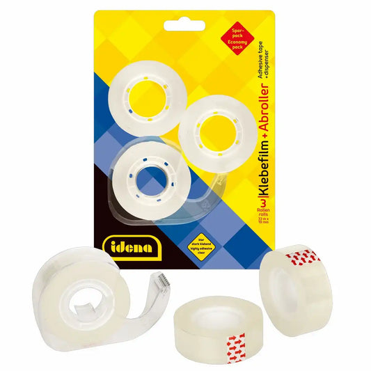Idena Klebeband transparent mit Abroller 19mm x 33m - 3 Stück Set