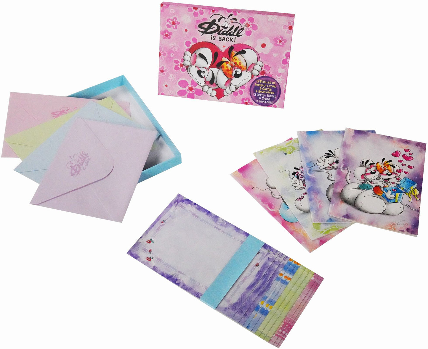 Diddl Briefpapier-Set 20-tlg. – 12 Briefpapiere, 4 Karten, 4 Umschläge