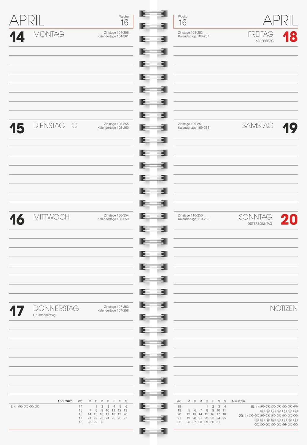 Tischkalender 2026 Modell 783 - Wire-O-Bindung blau