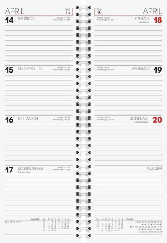 Tischkalender 2026 Modell 783 - Wire-O-Bindung blau
