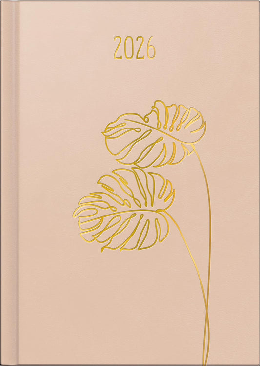 2026 Kalender A5 Monstera - Tagesplaner mit Kunstleder-Einband