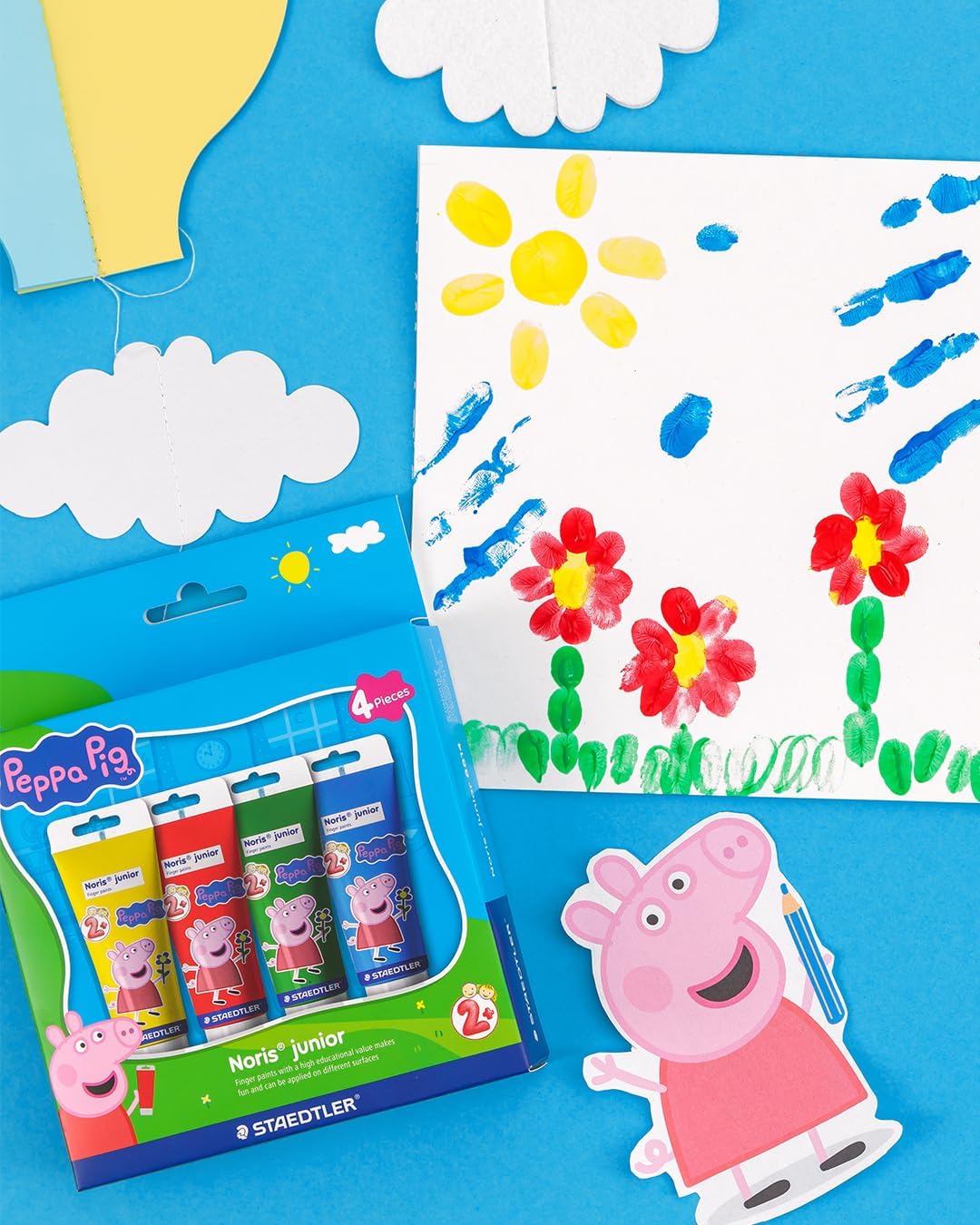STAEDTLER Fingermalfarbe Peppa Wutz – 4 Farben, schnelltrocknend