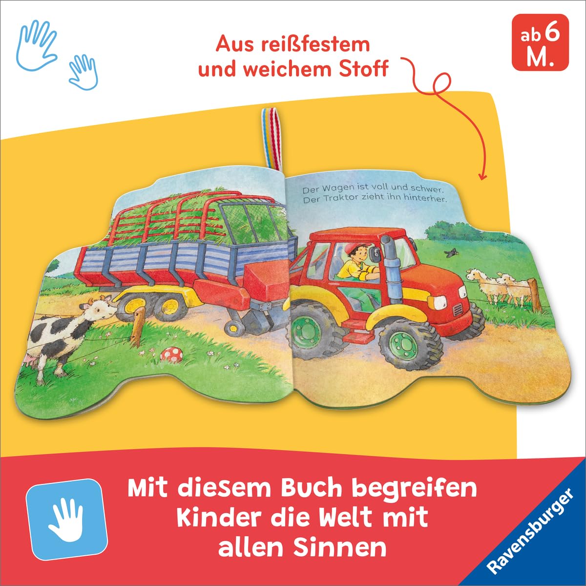 Ravensburger Knuddel-Knautsch Stoffbuch Traktor ab 6 Monaten