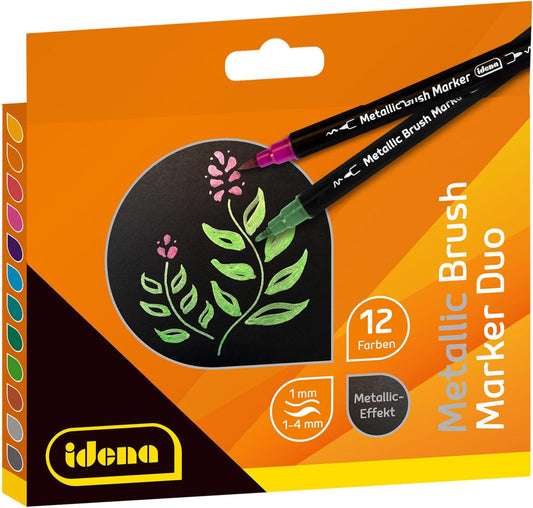 Metallic Brush Marker Set - 12 schimmernde Farben für kreative Projekte