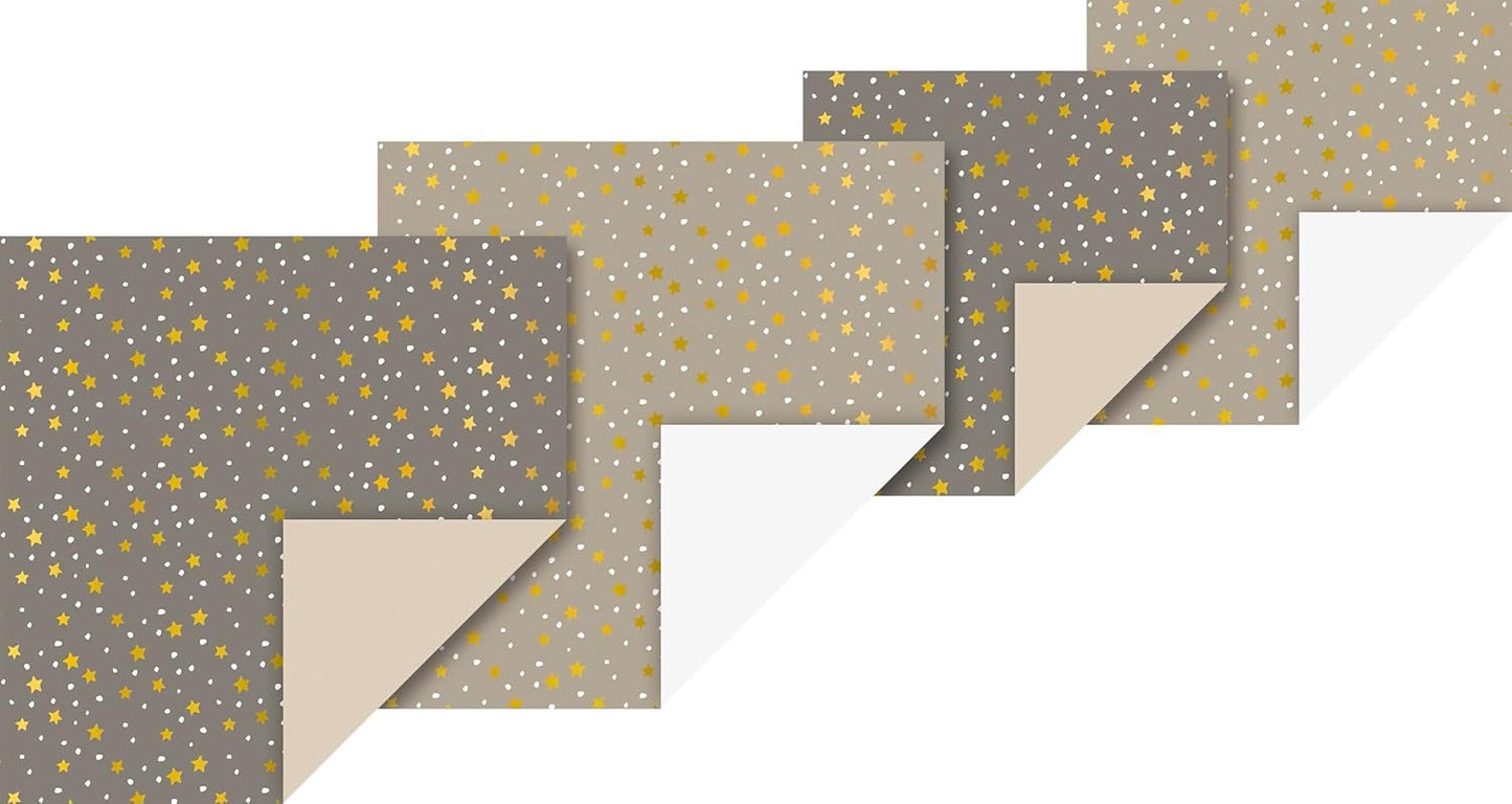 Faltblätter-Set Sterne 40 Blatt - Gold & Weiß 15x15 & 20x20cm