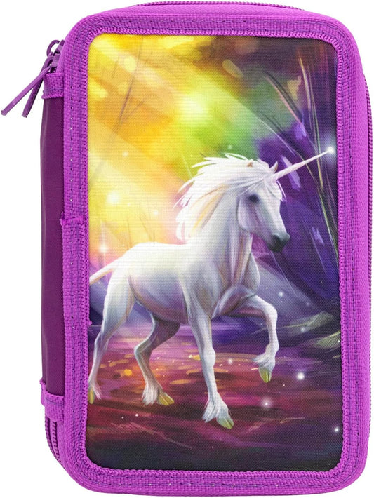 Idena Federmappe Triple Einhorn Lila - Komplettset für Schule und Freizeit