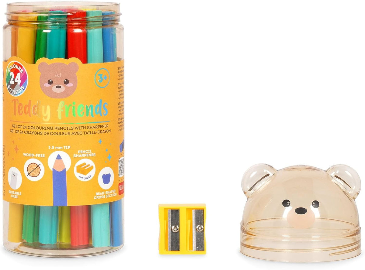 LEGAMI Teddy Friends 24 Buntstifte + Spitzer Teddy Bear