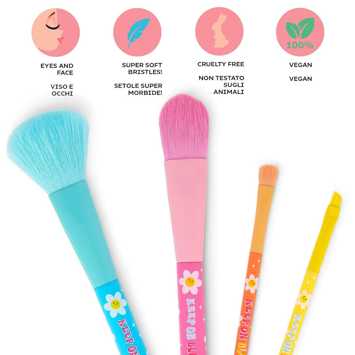 Legami Oh My Glow! Daisy Make-up-Pinsel 4er-Set, vegan