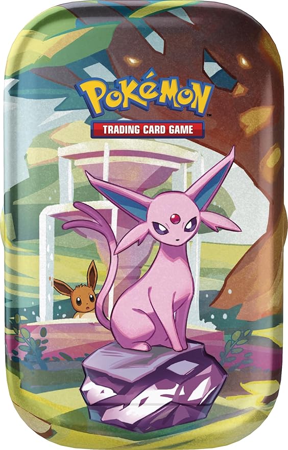 Pokémon-Sammelkartenspiel: Mini-Tin-Box Karmesin & Purpur – Prismatische Entwicklungen: Psiana (2 Boosterpacks & 1 Münze)