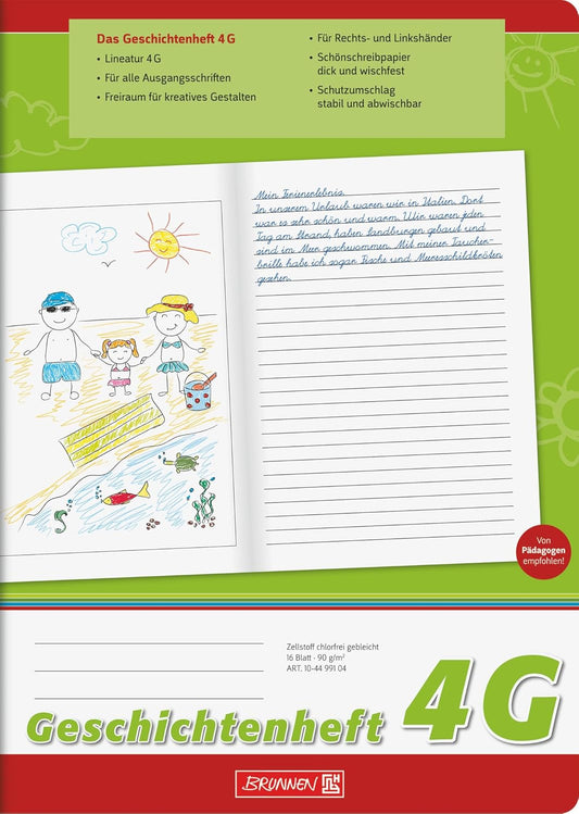 Geschichtenheft A4 - Kreatives Schreiben & Illustrieren für Kinder