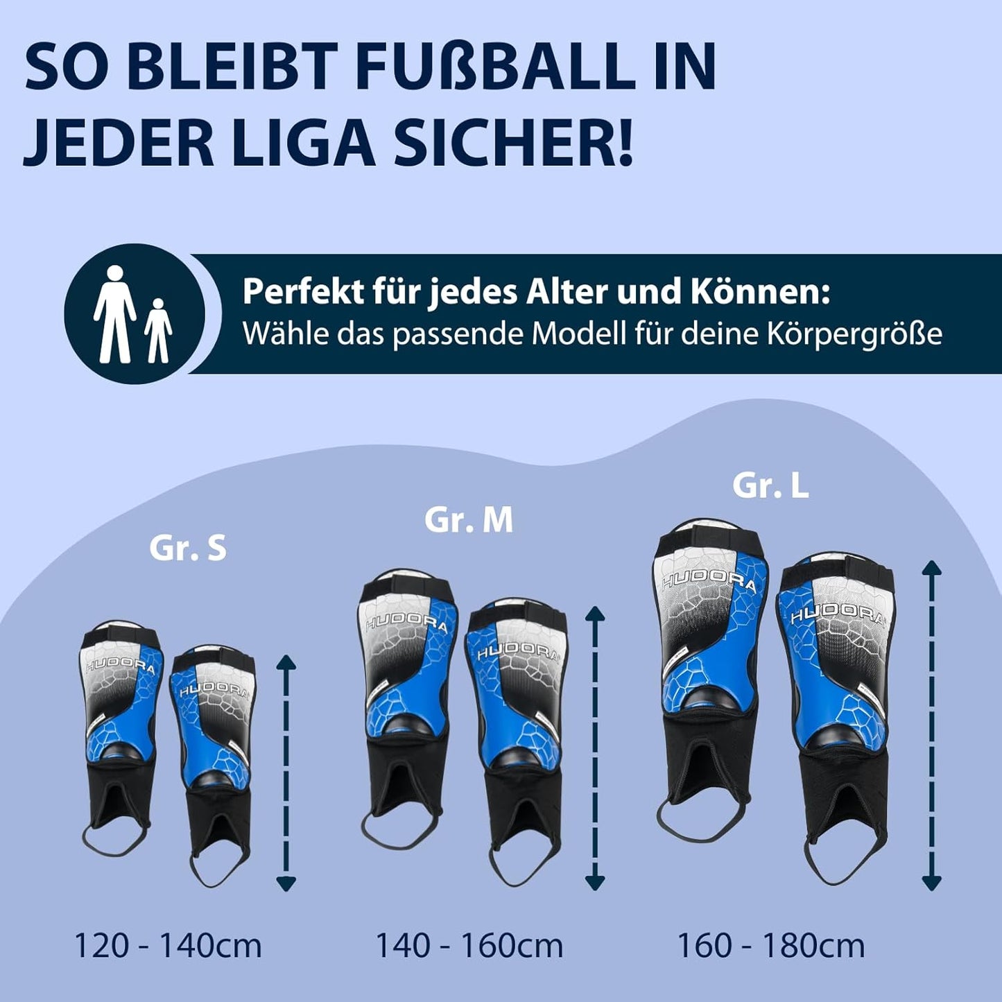 HUDORA Schienbeinschützer Knöchelschutz blau/schwarz Gr. M