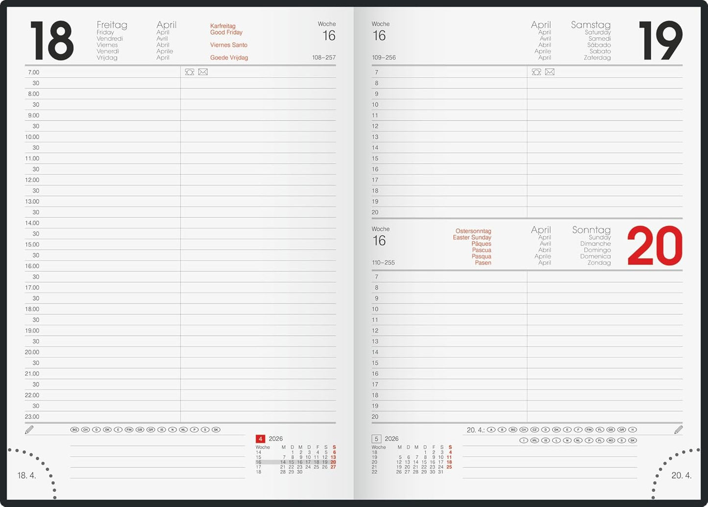 Taschenkalender 2026 A5 - Modell 795 - Miradur Einband schwarz