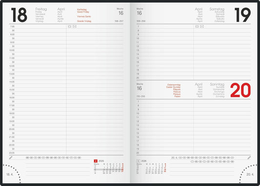 Taschenkalender 2026 A5 - Modell 795 - Miradur Einband schwarz