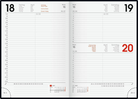 BRUNNEN Buchkalender 2027 A5 „Leaves“ – 1 Tag/Seite