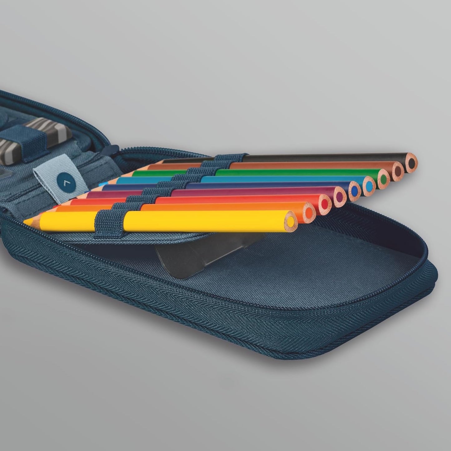 Brunnen Federmäppchen 1 RV gefüllt Denim 9 Buntstifte