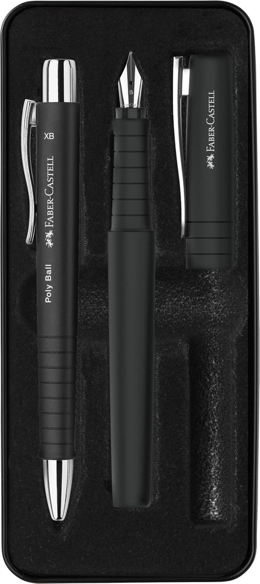 Faber-Castell Poly Ball/Pen Geschenkset - Elegantes Schreibset mit Füller und Kugelschreiber
