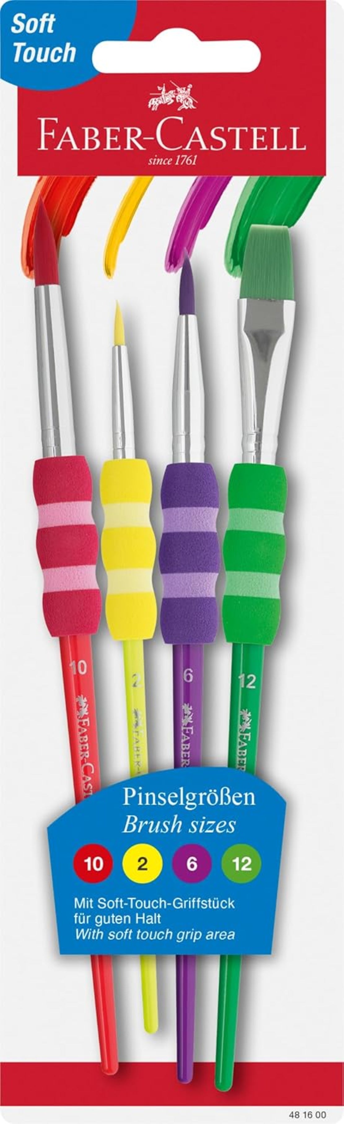 Faber-Castell Aquarellpinsel Soft-Touch 4er-Set Stärke 2 6 10 12