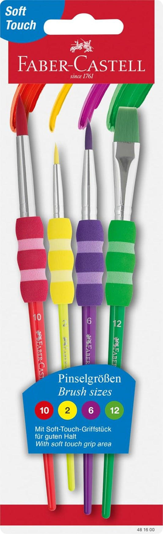 Faber-Castell Aquarellpinsel Soft-Touch 4er-Set Stärke 2 6 10 12