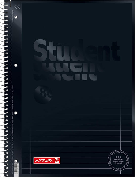 BRUNNEN Colour Code Premium Collegeblock A4 - Onyx Schwarz mit Schloss