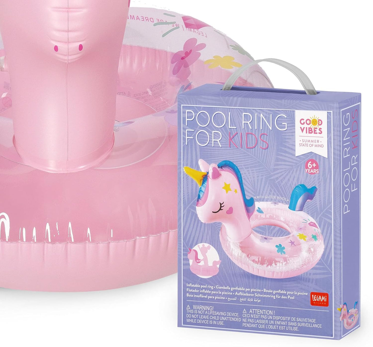LEGAMI Schwimmring Kinder Unicorn aufblasbar Pool