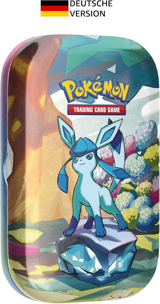 Pokémon Mini-Tin-Box Glaziola - Karmesin & Purpur Prismatische Entwicklungen mit 2 Boosterpacks & Sammlermünze